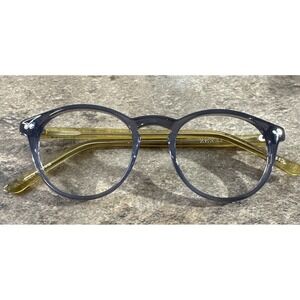 Zenni 127412 Gray Yellow Round Full Rim Eyeglasses Frames 46-17-145-40mm G23